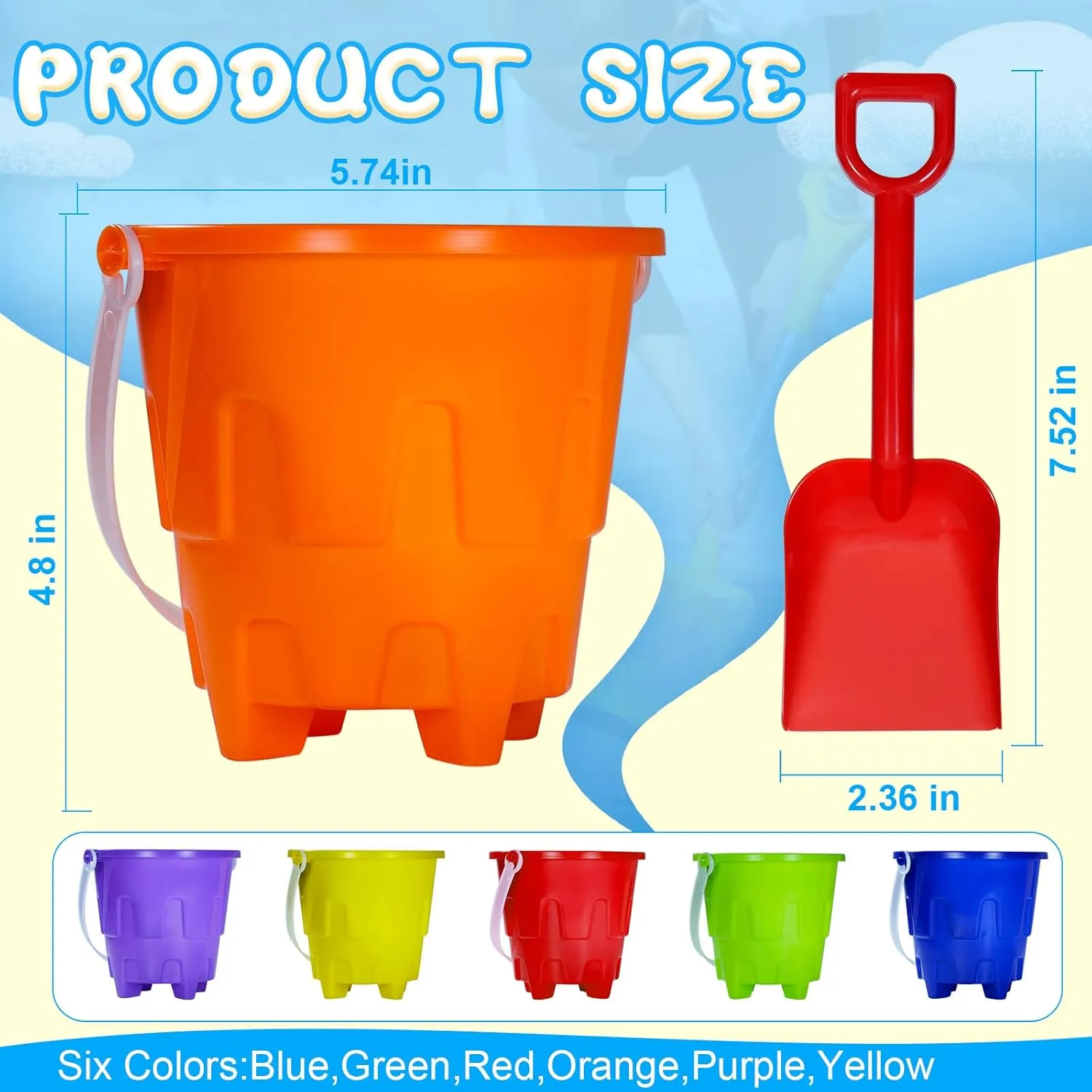 and Shovel Set$Sand Bucket Water Bucket for Beach Fun Great Summer Party Accessory��24 Shovels diet swoop diamond aspiration and 24 Pail Buckets�� 5 Inch Sand Castles Beach Buckets 