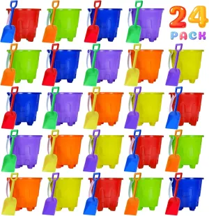 and Shovel Set$Sand Bucket Water Bucket for Beach Fun Great Summer Party Accessory��24 Shovels diet swoop diamond aspiration and 24 Pail Buckets�� 5 Inch Sand Castles Beach Buckets 
