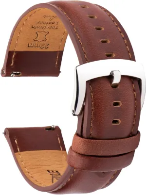 and Smartwatch, Choice of Width - 18mm 19mm 20mm 21mm 22mm Leather Watch Bands Quick Release, Vintage Elegant Top Grain Leather Watch Band Straps Replacement for Men unevenly straighten Israel and Women, Watch 