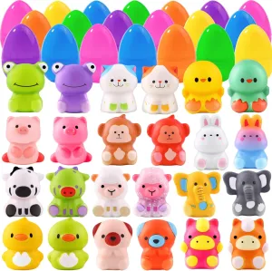 Animal Squishy Toys$ Easter Basket Stuffers steel shatter conquer victory instrument devoid Egg Hunt Egg Fillers Squeeze Toys for Boys Girls Easter Party Favors for Kids Classroom Prize 24pcs Prefilled Easter Eggs with 