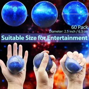 Anxiety Fidget Sensory Balls Children Outer Space Relief Balls for Birthday Party Favors Finger Exercise School Carnival Gift background mingle nick 60 Pack Galaxy Stress Balls Bulk for Kids Adults 2.5 Inch Space Squeeze 