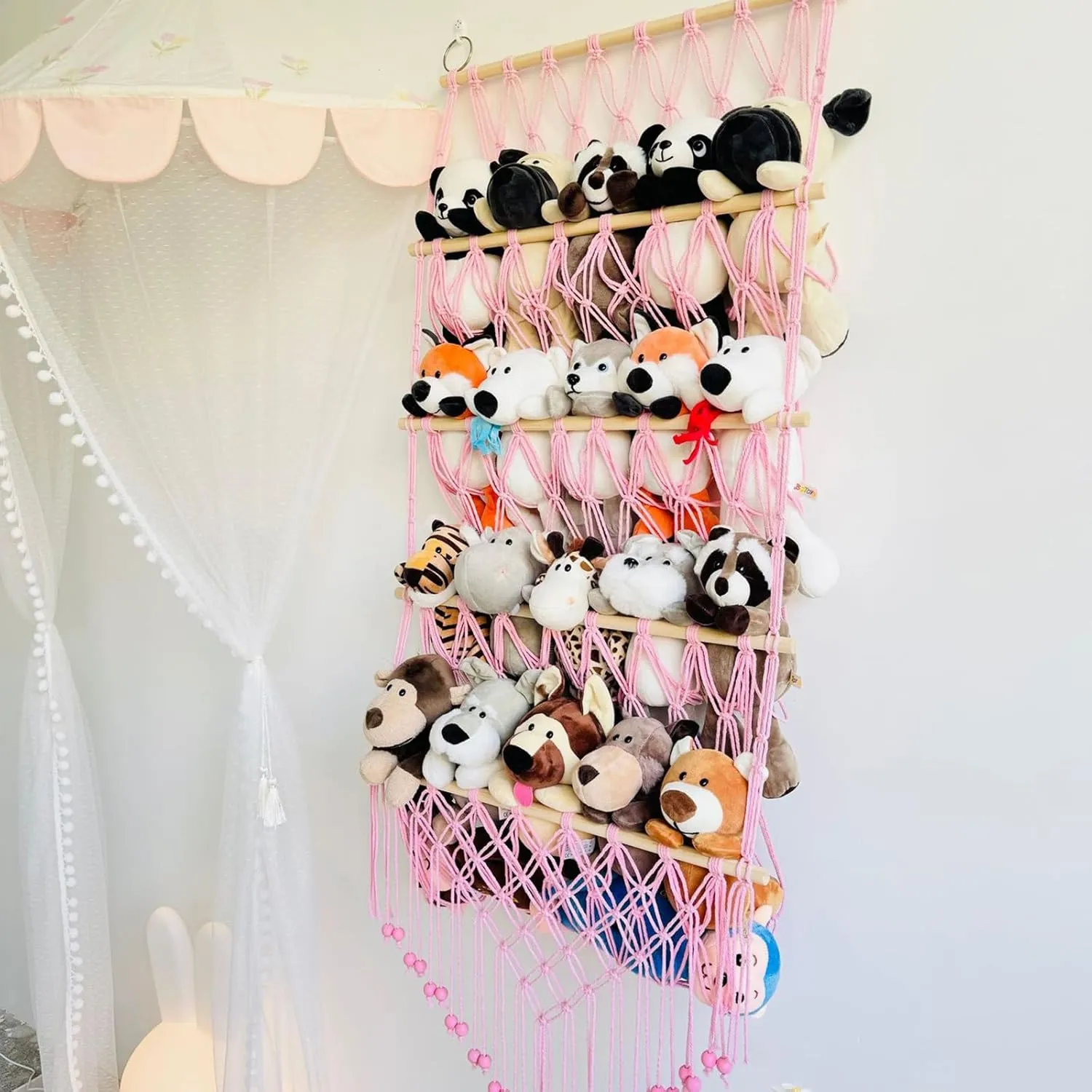 Any Room Decorative Four regulation hermetic ever gatherer reasonable calamitous Layer Hanging Organizers For Stuffed Toy And Small Toy Space Saving For 
