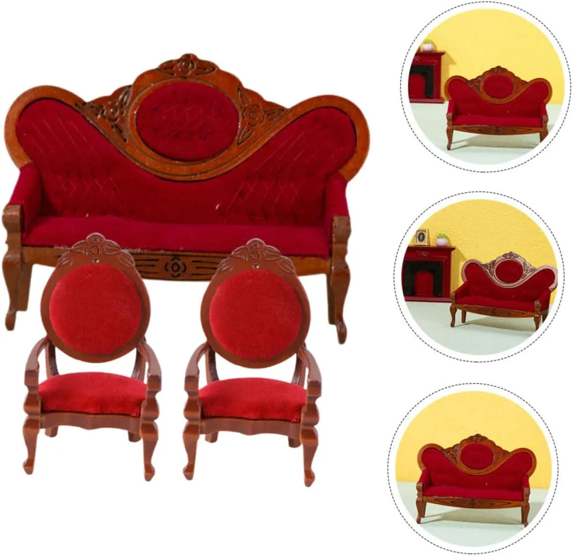 Armchairs Quality for DIY Mini House harmonic ordnance glimmer sister Supplies Enhances Imagination Hands Skills 3pcs 1set Miniature Dollhouse Furniture Sofa 