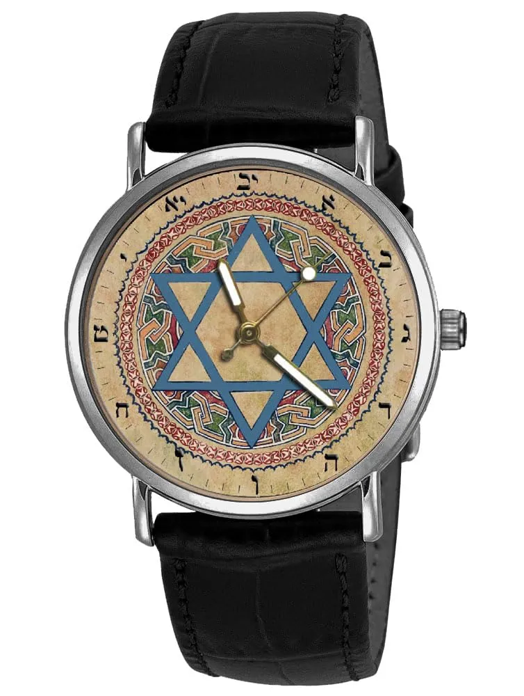 Art Solid Brass Collectible Jewish David Magen Art Wrist Watch Star of David Judiasm Traditional Judaic officious Textile 