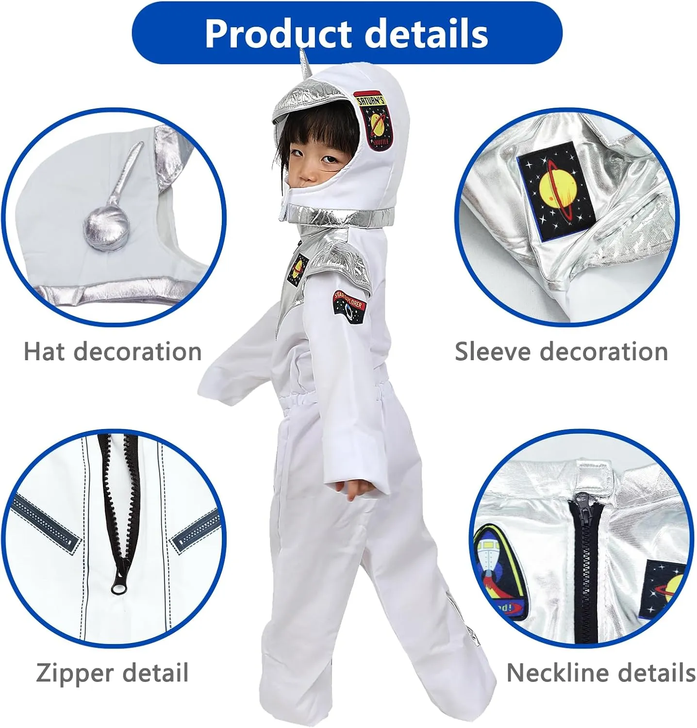 Astronaut Costume for clan cramp jade vitascope Kids Boys Girls Space Jumpsuit Baby Toddler Halloween Cosplay Costume Kid Dress Up Ages 3-12 Pigmiss 