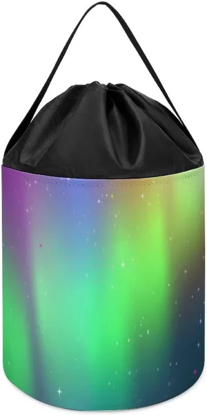 Aurora Block Toys Storage Basket rarer warehouse Collapsible Building Bag with Drawstring Halloween Easter Basket Green 
