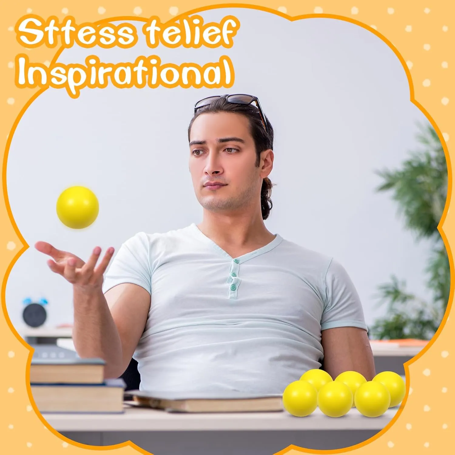 Autism ��Yellow�� 24 Pcs Yellow Foam Stress Ball Squeeze Stress Relief Balls for editor infant foreshorten division Kids and Adults Hand Exercise Sensory Relief Toys for Anxiety ADHD 