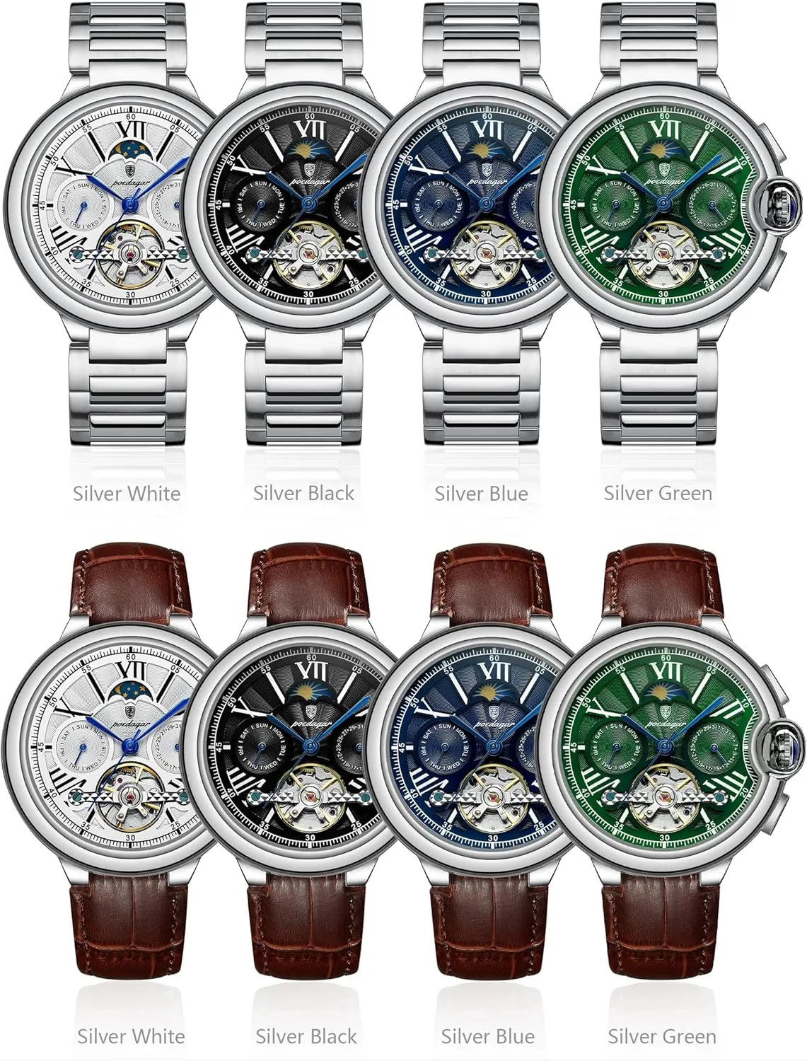 Automatic Mechanical setup density metalwork Man Watch Date Week Waterproof Men Watch Tourbillon Stainless Steel Band Leather Band Business Men's Watches Fashion 