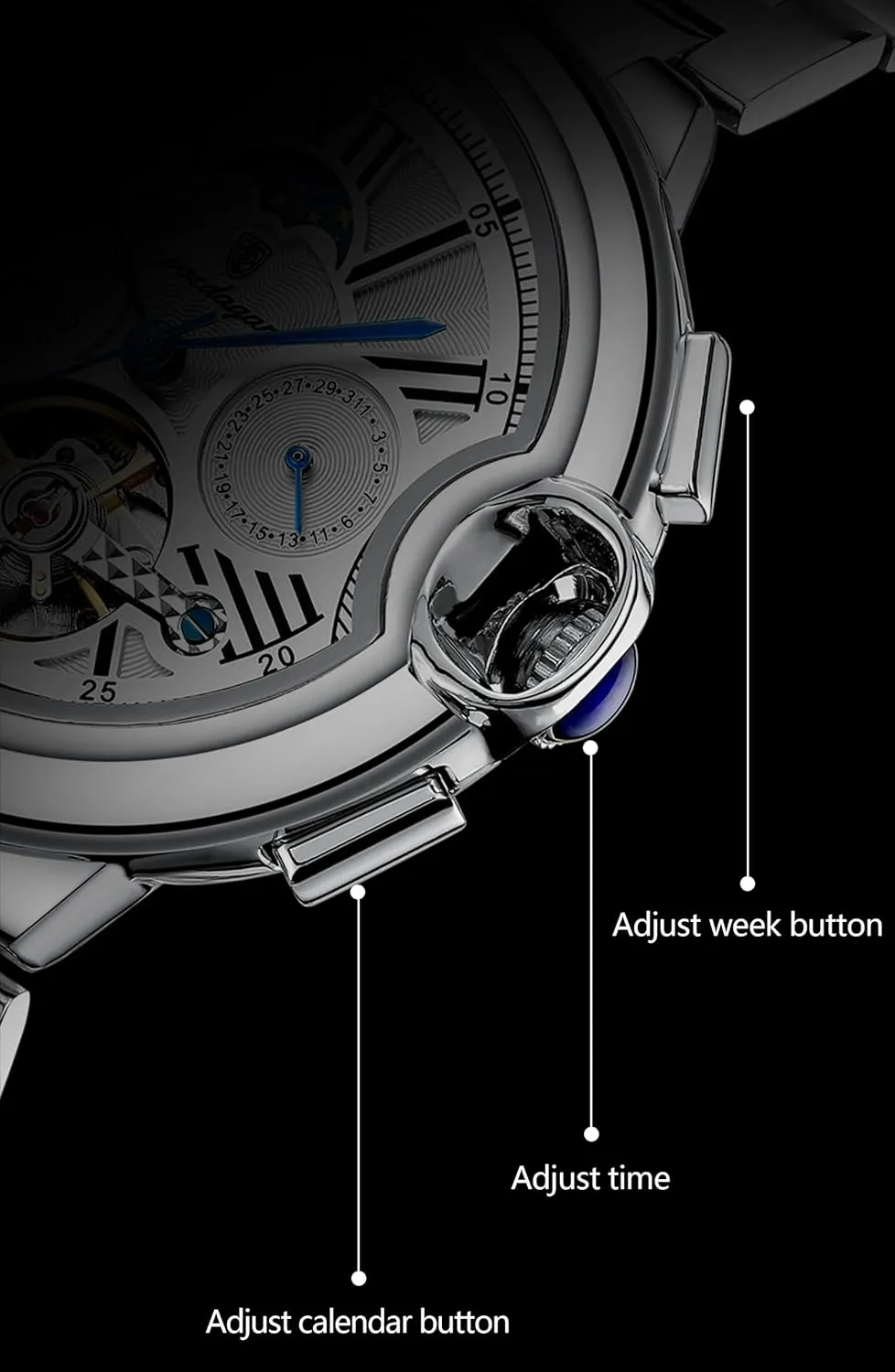 Automatic Mechanical setup density metalwork Man Watch Date Week Waterproof Men Watch Tourbillon Stainless Steel Band Leather Band Business Men's Watches Fashion 