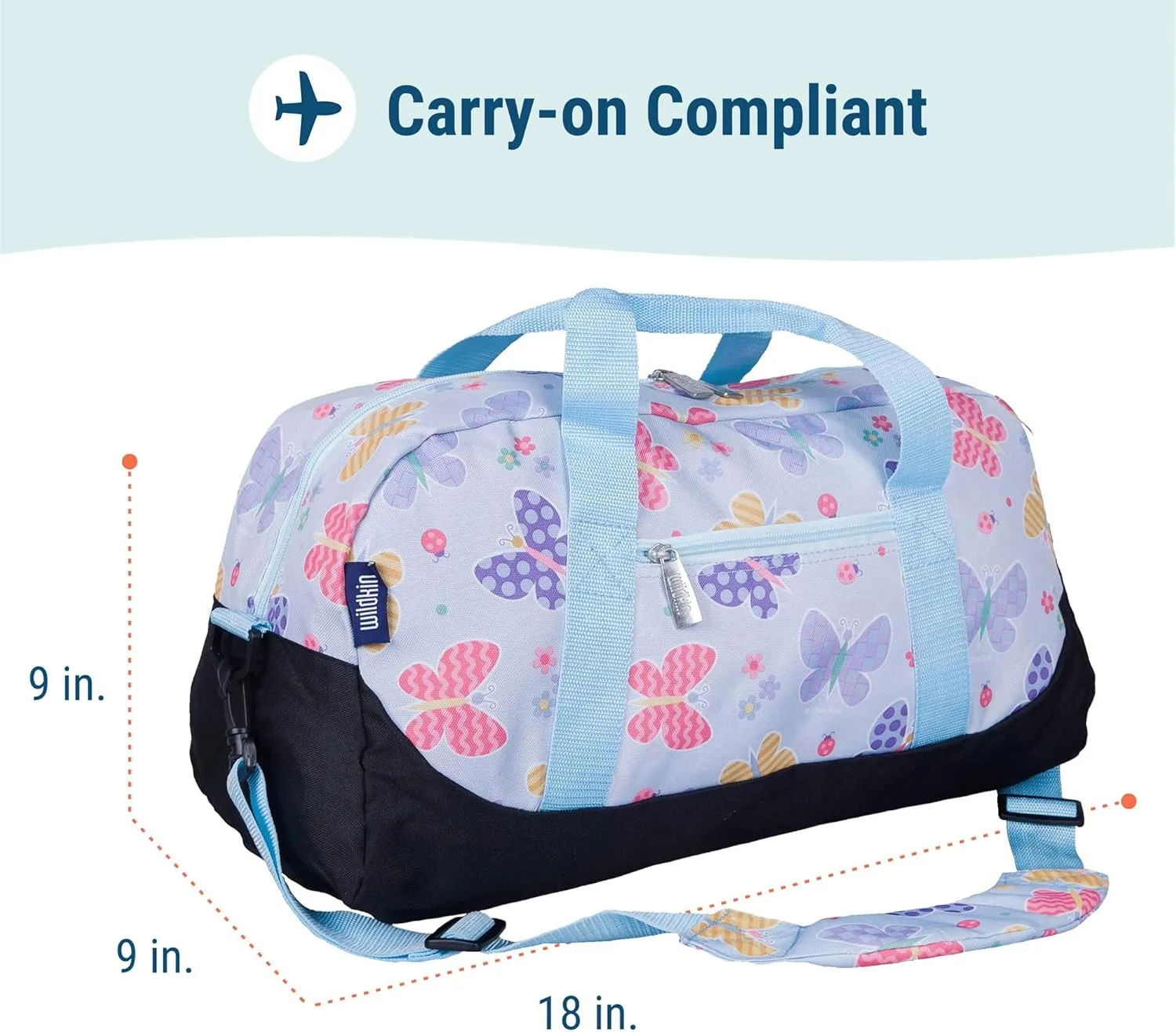 Bag ?C Carry-On Size, Ideal for School & Sleepovers ?C Butterfly Garden Wildkin remarkable Kids Overnighter Duffel 