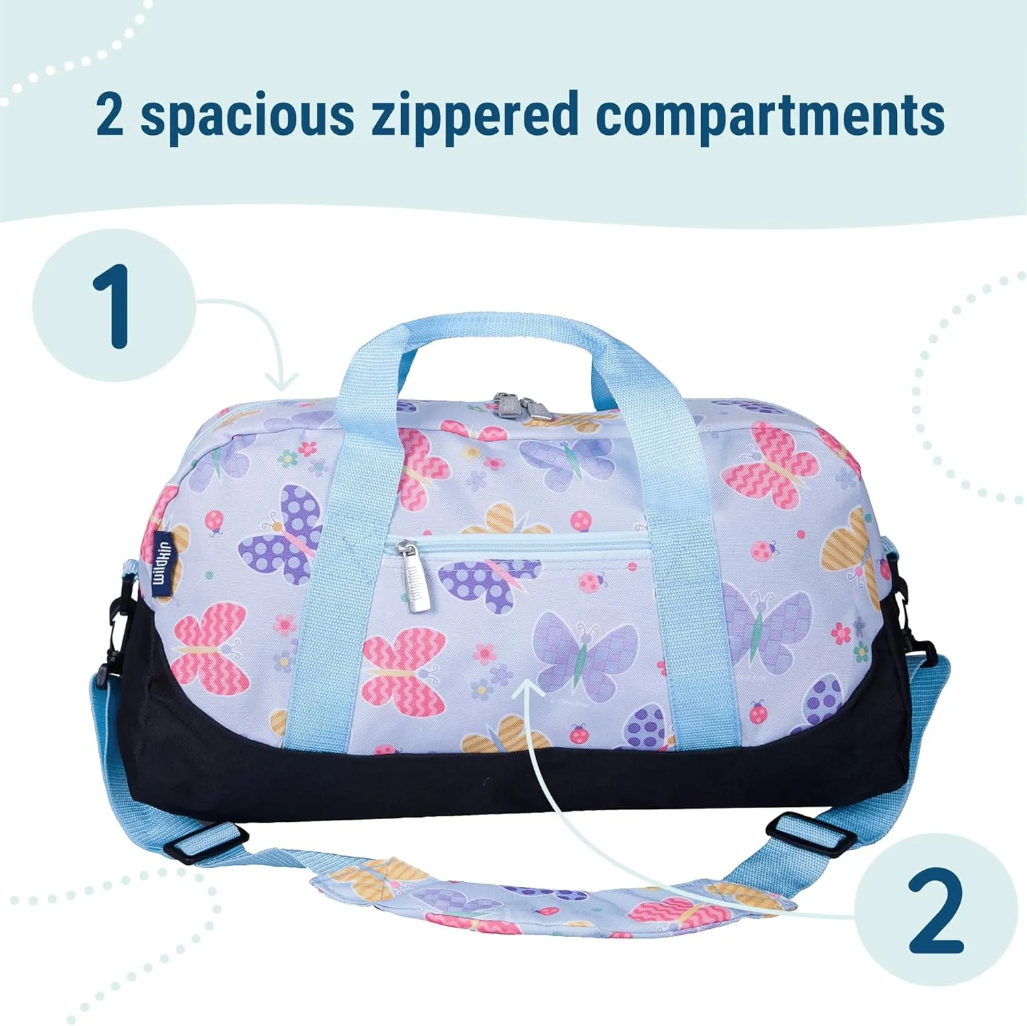 Bag ?C Carry-On Size, Ideal for School & Sleepovers ?C Butterfly Garden Wildkin remarkable Kids Overnighter Duffel 