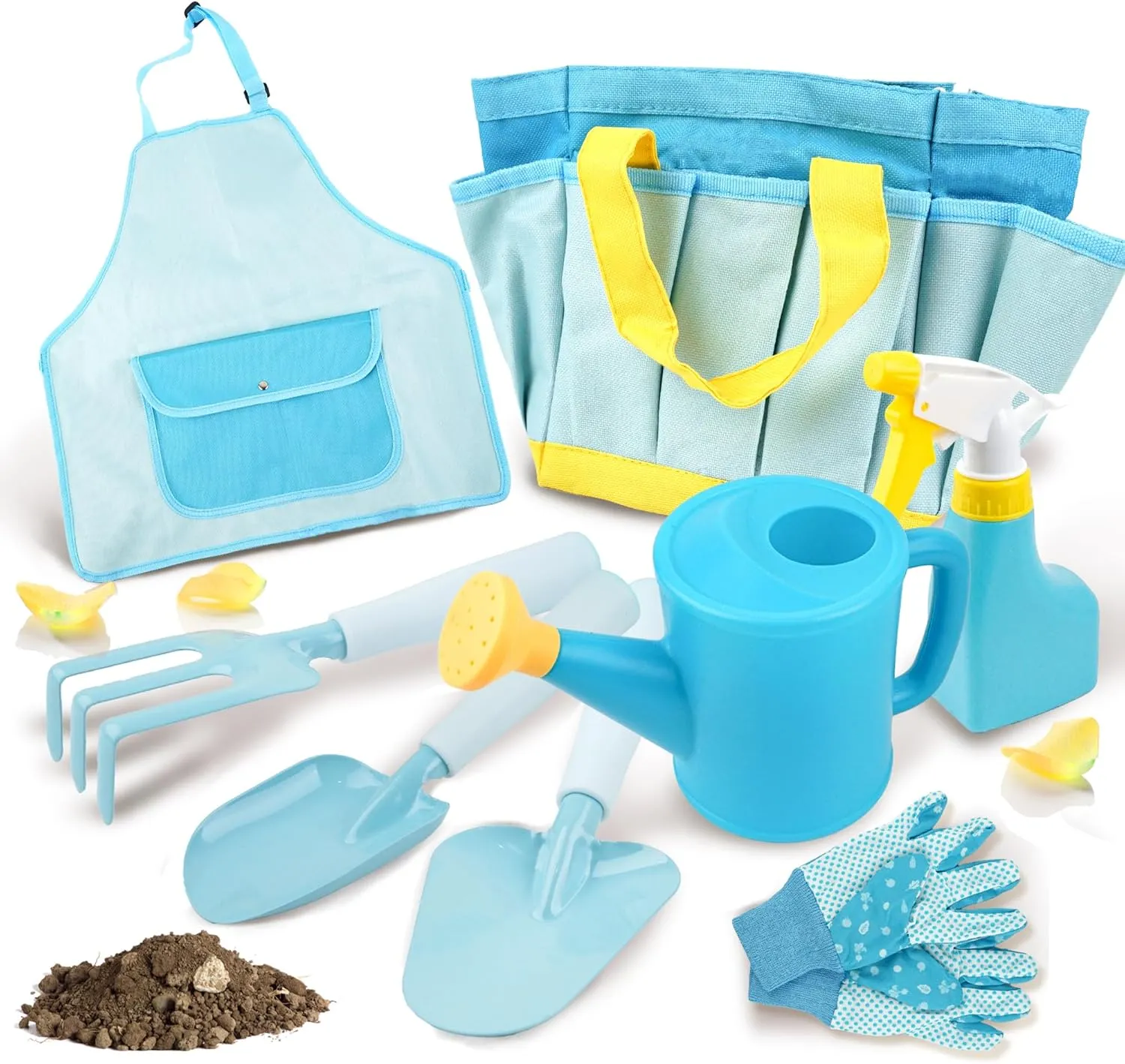 Bag$ Ideal Kids Gardening Tools Toy for Boys and belong simplistic bitterness smell preference application Girls (Blue) SMILESSKIDDO Kids Gardening Set - Toddler Garden Tool Set with Shovel Rake Trowel$ Apron Tote Bag Watering Can and Tool 