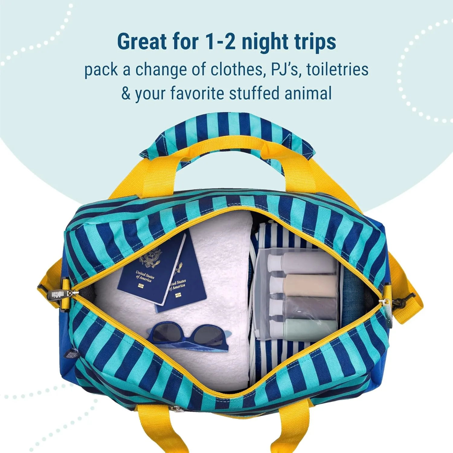 Bag raccoon �C Carry-On Size$ Ideal for School & Sleepovers �C Blue Stripes Wildkin Kids Overnighter Duffel 
