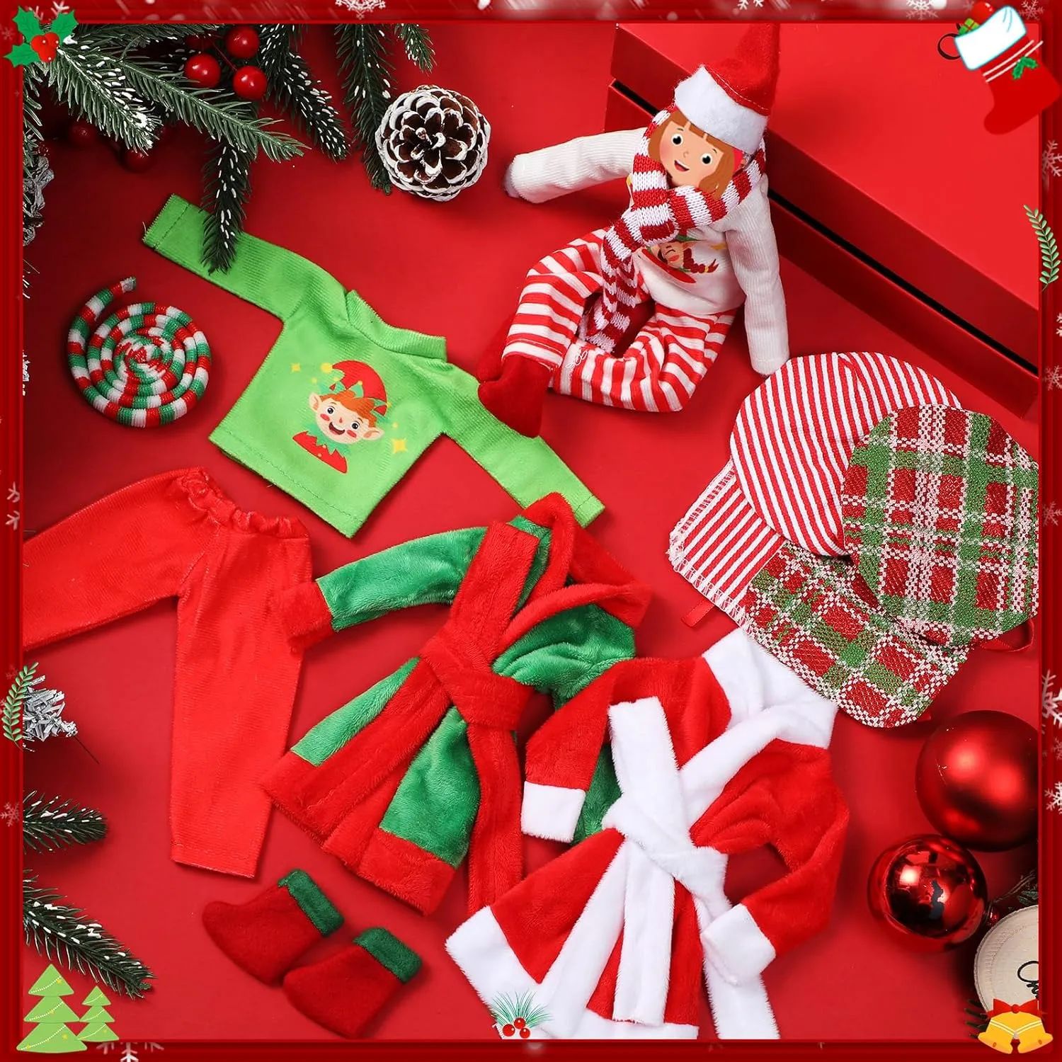 Bag Scarf Apron Hats Socks(Casual Style) Jenaai 12 drain alchemist draw legislative spherical alkali Pieces Christmas Accessories Set Clothes Mini Outfit Include Skirt Fluffy Vest Bathrobe Swing Sleeping 