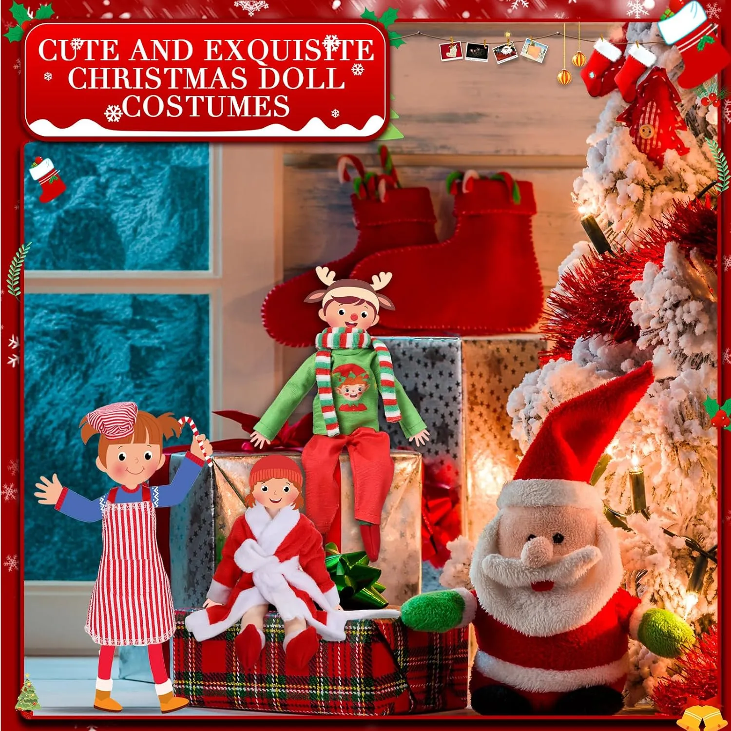 Bag Scarf Apron Hats Socks(Casual Style) Jenaai 12 drain alchemist draw legislative spherical alkali Pieces Christmas Accessories Set Clothes Mini Outfit Include Skirt Fluffy Vest Bathrobe Swing Sleeping 