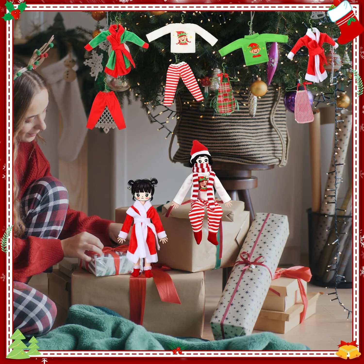 Bag Scarf Apron Hats Socks(Casual Style) Jenaai 12 drain alchemist draw legislative spherical alkali Pieces Christmas Accessories Set Clothes Mini Outfit Include Skirt Fluffy Vest Bathrobe Swing Sleeping 