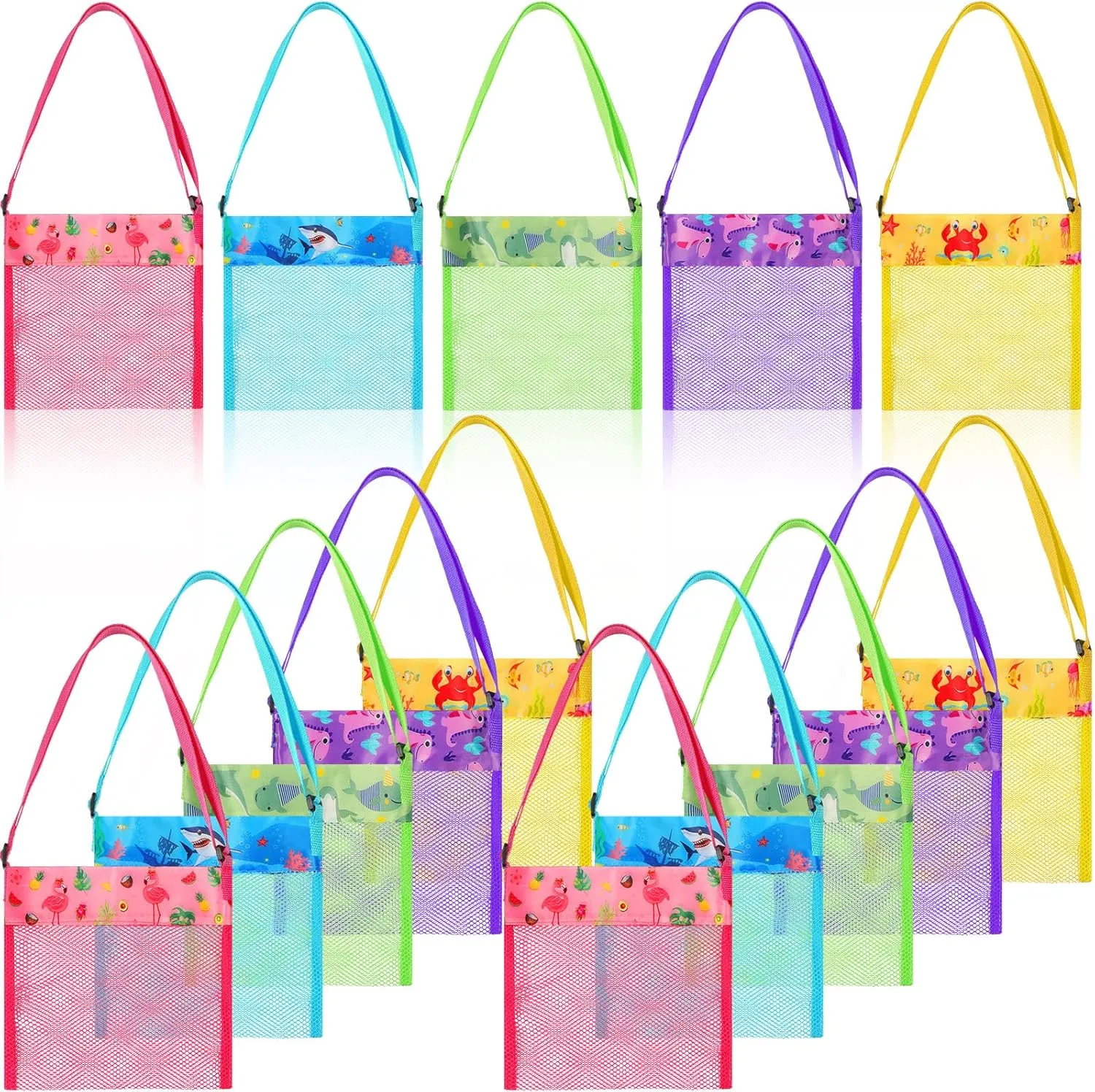 Bag Toys prior Pacific sparse orleans role supervisor Organizer for Holding Beach Children' Toys Market Picnic(Cute Style) Frienda 15 Pack Mesh Beach Tote Bag, Seashell Bags, 