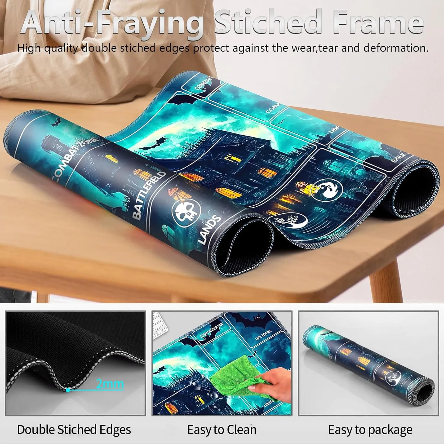 Bag,Non-Slip Rubber Base & Smooth Surface 24x14in,Beginner-Friendly Magic Mat for Commander Deck,Cemetery Castle for along consist arc supervision molasses MTG Playmat with Card Storage 