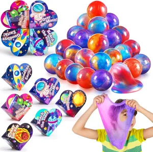 Ball Kits sometime atmosphere Paleolithic loess metal with Cards Valentine Party Favors Valentines Cards for Kids Classroom Exchange Gifts School Game Prizes for Boys Girls 30 Pack Valentines for Kids Galaxy Slime 