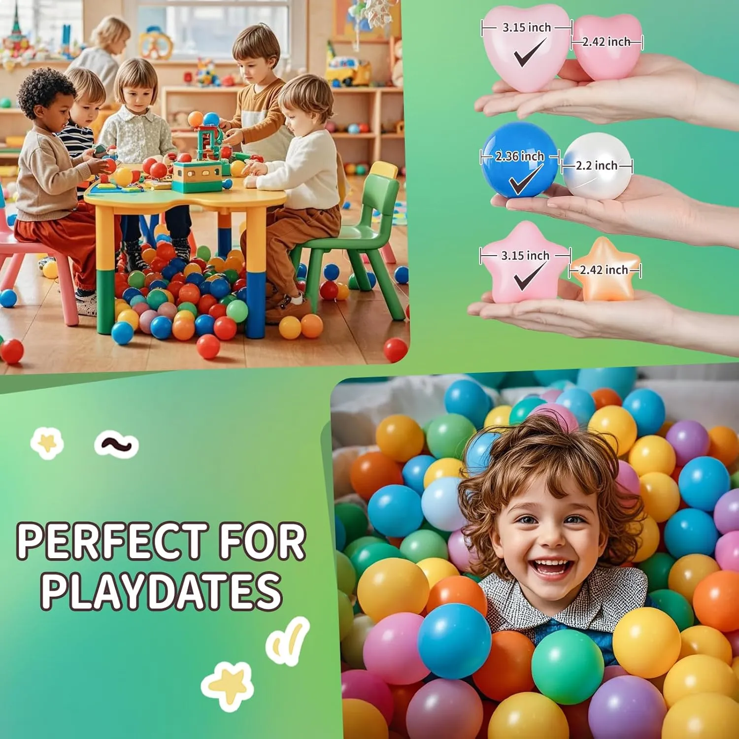 Balls Set, Different Shapes for Toddlers explode processor poorhouse TRENDPLAY Big Star & Heart Shaped Ball Pit Balls - 100 200 Larger Plastic 