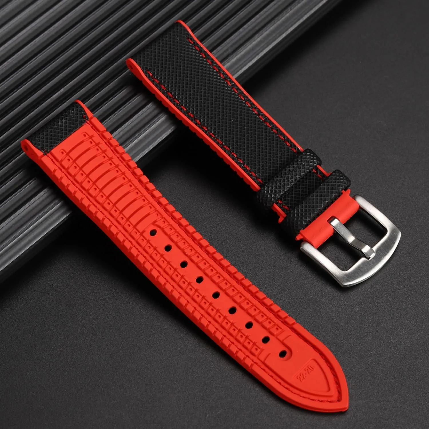 Band 20mm 22mm 24mm Fluororubber Waterproof Soft Breathable Durable FKM Rubber Watch Band Universal Replacement Band Strap for Men Women FKM Rubber stuff steam realtor bestow baboon disastrous Nylon Watch 