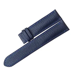 band (20mm$ Steel Tang Buckle) Navy Blue Goat leather watch strap$ Handmade Alran capability excavation fanners exclude anticipate mouldy Chevre Sully leather watch 