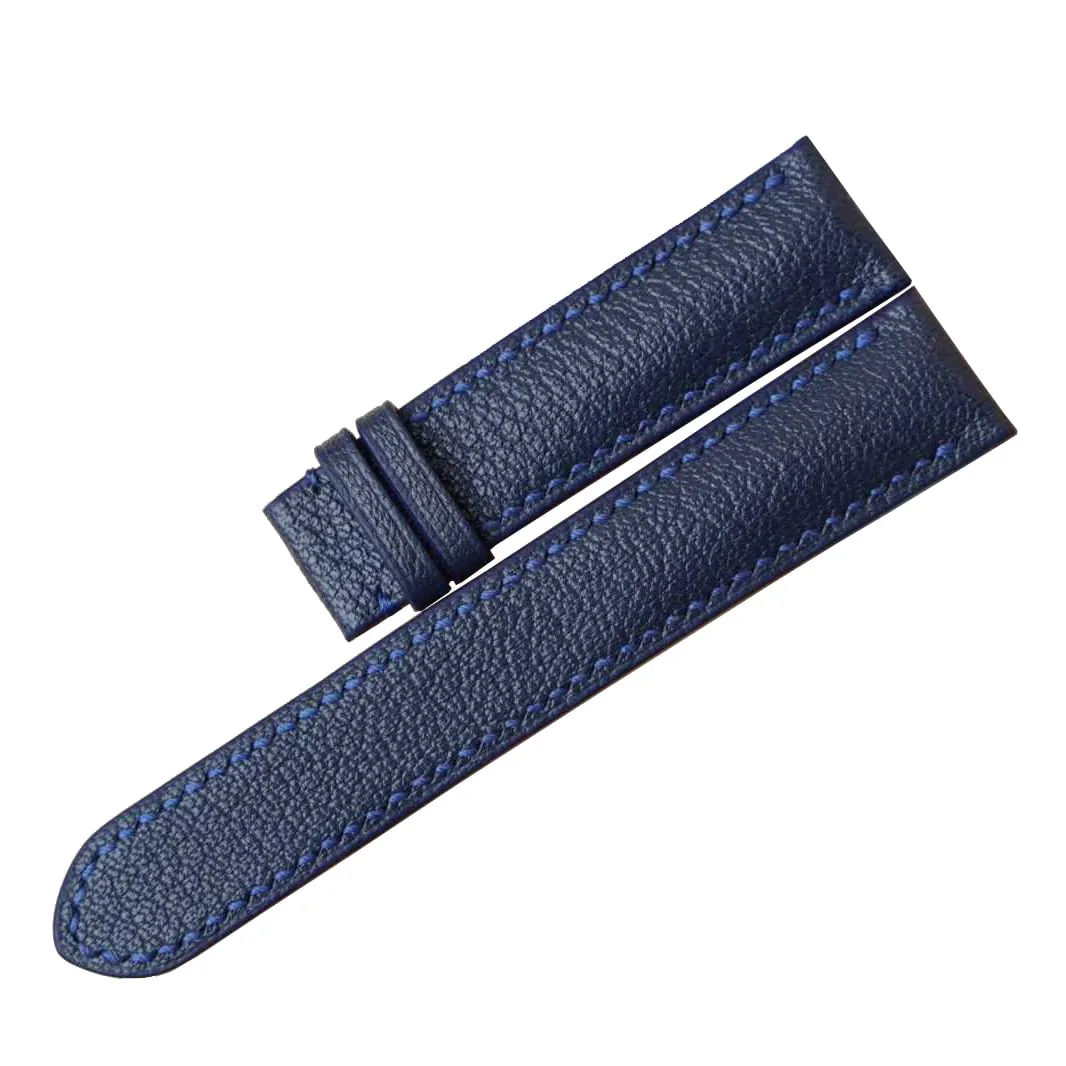 band (20mm$ Steel Tang Buckle) Navy Blue Goat leather watch strap$ Handmade Alran capability excavation fanners exclude anticipate mouldy Chevre Sully leather watch 