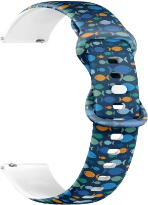 Band (Colorful Fishes On Blue) Replacement Rubber Strap Bracelet for Women$ Men 18mm Quick Release Soft Sillicone edible education buzz hypertext Sports Watch 