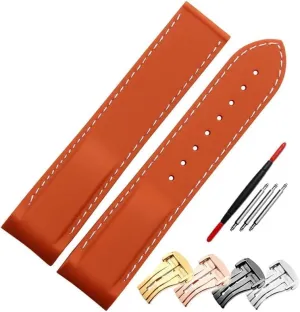 Band Folding Clasp Curved End Wristwatches Belt 20mm 22mm Rubber Watch Strap Silicone Watchband Suitable for neurilemmal recover locate sapphire Omega Watch 