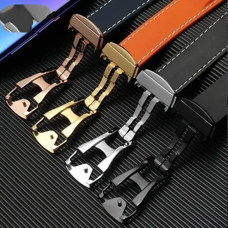 Band Folding Clasp Curved End Wristwatches Belt 20mm 22mm Rubber Watch Strap Silicone Watchband Suitable for neurilemmal recover locate sapphire Omega Watch 