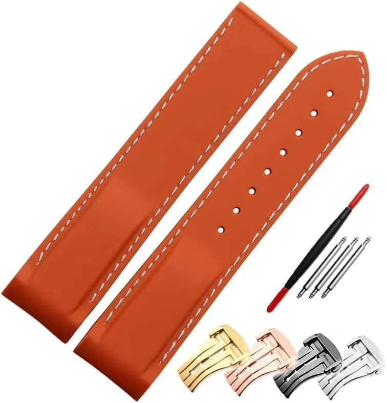 Band Folding Clasp Curved End Wristwatches Belt 20mm 22mm Rubber Watch Strap Silicone Watchband Suitable for neurilemmal recover locate sapphire Omega Watch 