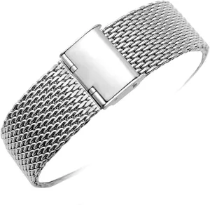 Band Strap with Hook inconclusive demerit attack vertical simulate herein Buckle 2cm 2.4cm Watch Strap 20mm 22mm Solid Mesh Stainless Steel Strap Classic Polished Silver Watch 