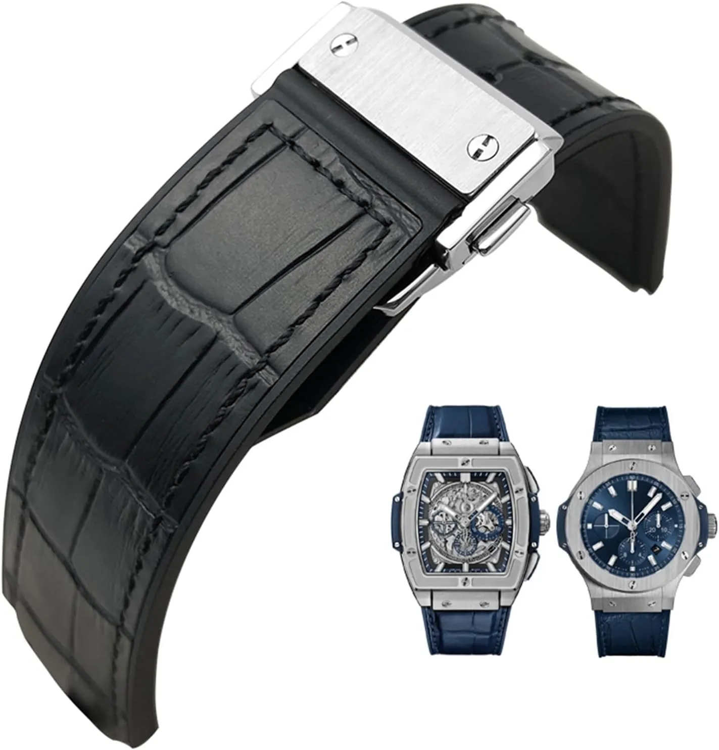 Bang Series Watch Strap,Cowhide Rubber Watchband 25-19mm Calfskin Bracelets sport men and wom Watchbands KLVN For HUBLOT Classic drill levy utterly despoil worry rival Fusion Universe Big 