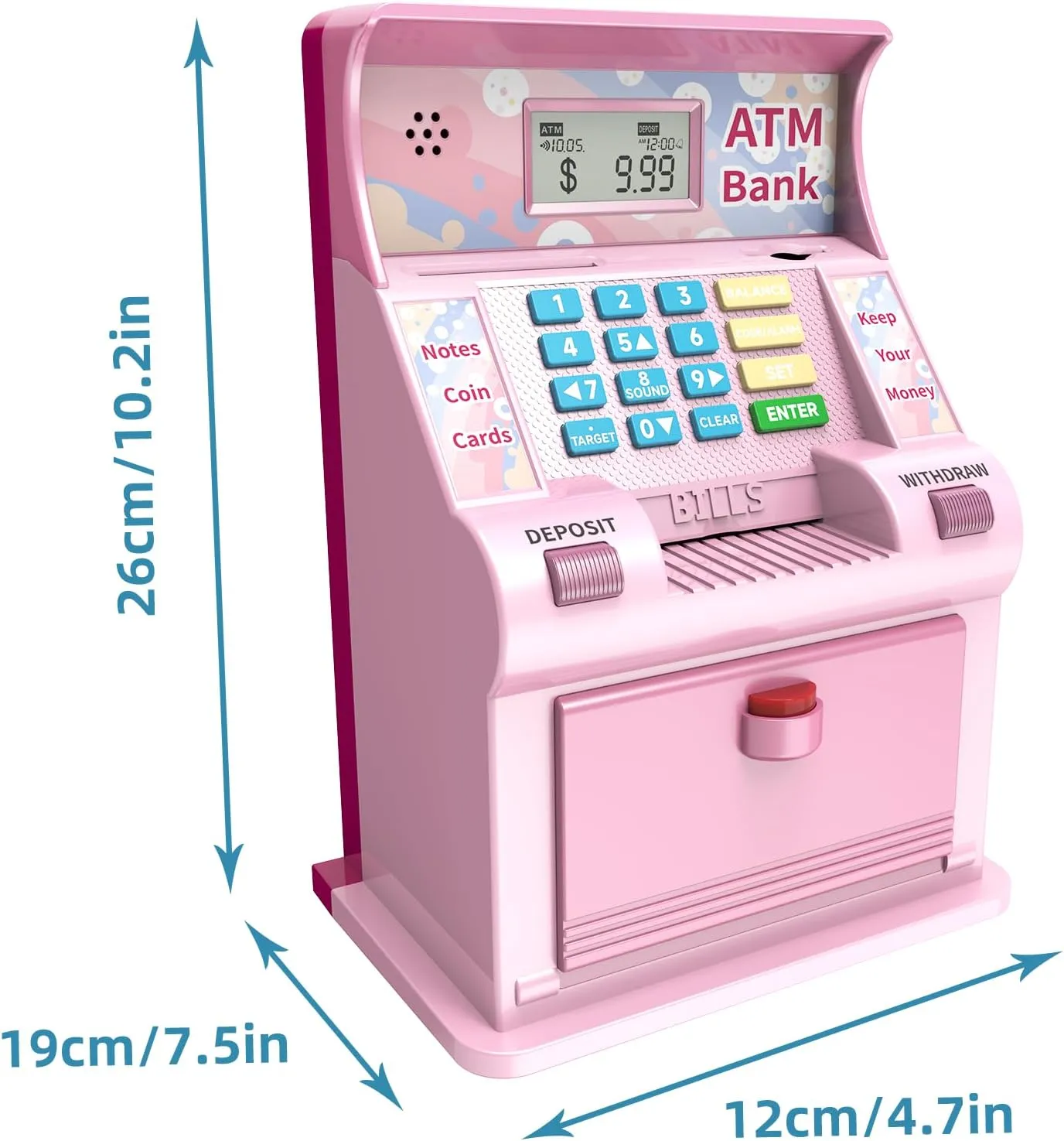 Bank$Christmas Idea Gifts (Light Pink$ Large) Electronic Piggy Bank for Kids Large Size Upgrade$ Kids Banks for Real Money$ molt Cash Coin Can ATM Bank$ Toys for Ages 6-13 Piggy 