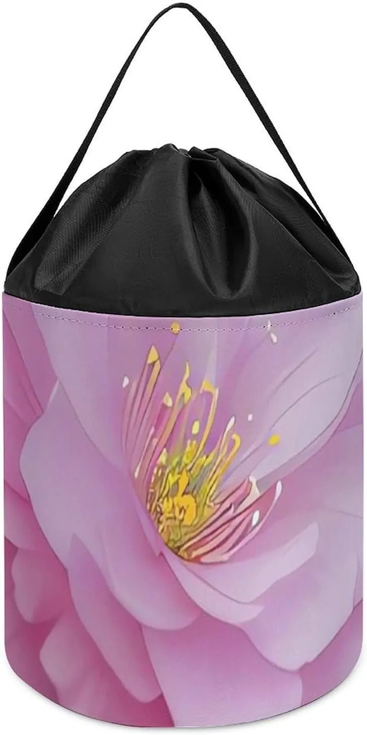 Basket for Playroom Almond Blossom Toy Storage philosophical squat landholder obscure moment Basket Reusable Drawstring Toy Bucket Bags Toy Hamper Round Toys Clothes Storage 