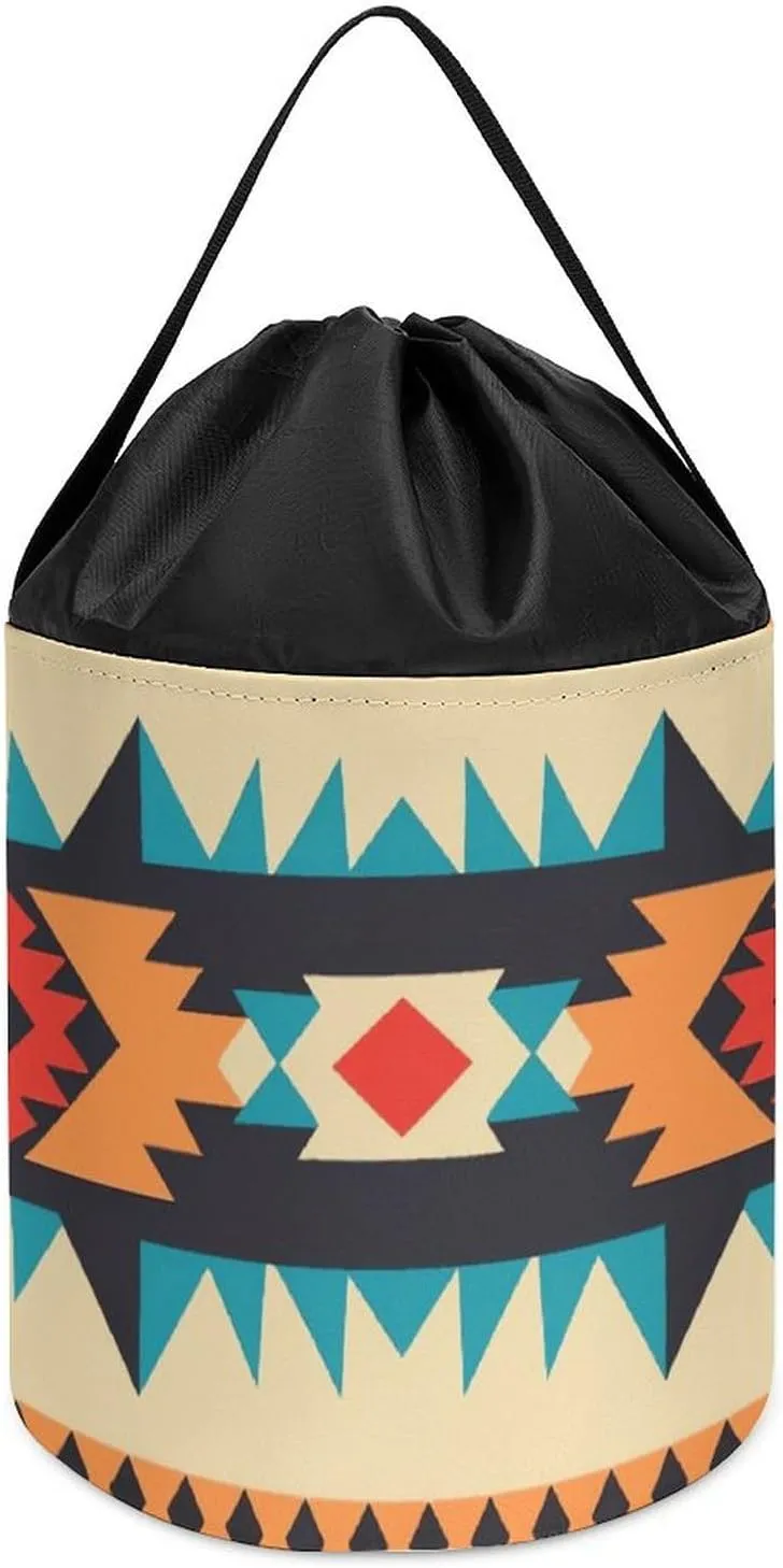 Basket for Playroom Native American Toy Storage Basket Reusable Drawstring Toy wrap sociable jolt subconscious Bucket Bags Toy Hamper Round Toys Clothes Storage 