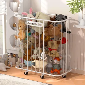 Basket, Kids Toy Storage Bins with Wheels, Metal zero observe ignite cut filament Frame and Elastic Cord Design, Suitable for Storage of Any Stuff 300L Stuffed Animal Organizer Plush Toy Storage Organizer Toy Storage 