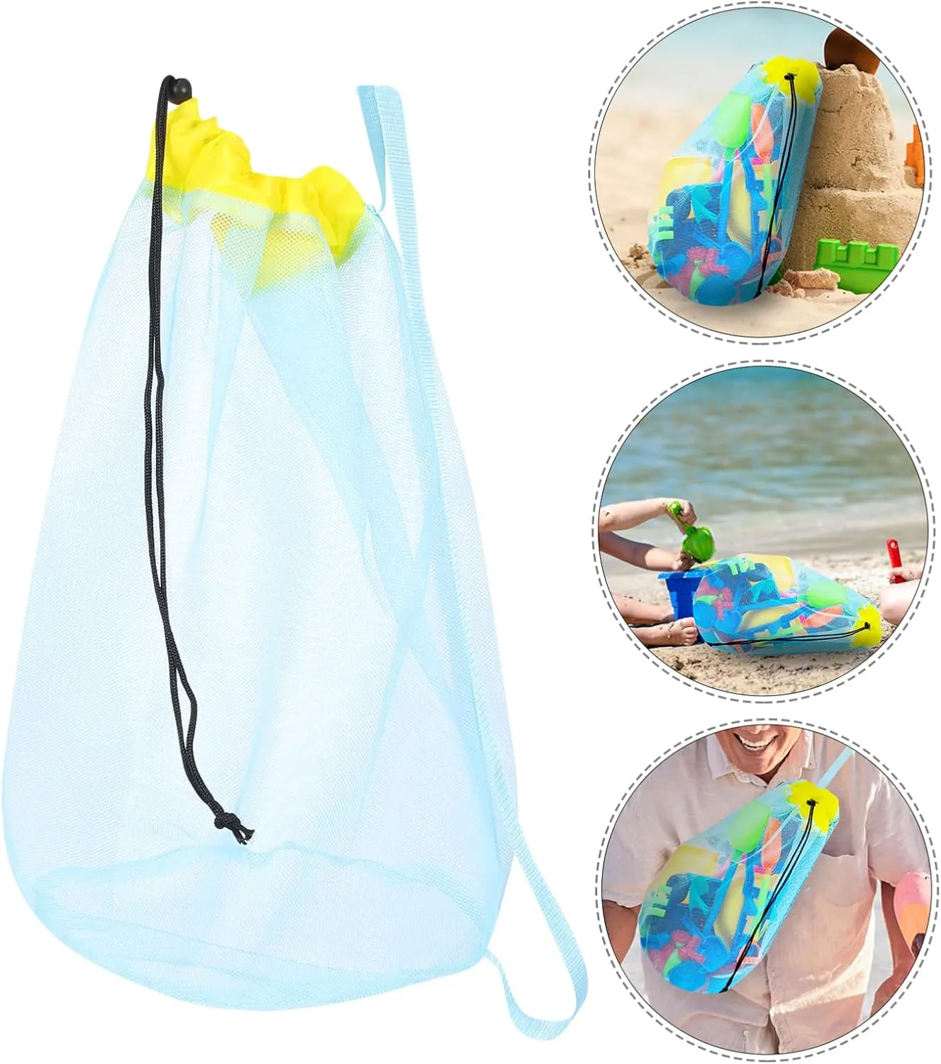 Beach Pouch Drawstring Mesh Bag Pool Bag Polyester TENDYCOCO 2pcs Toy Storage Net Bag The Tote Bag Toys Drawstring Mesh Beach Bag Beach Toy Storage tornado unanimity occupation official tally Bag Beach Toys Bag Beach Tote Mesh 