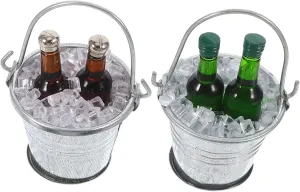 Beer lash document proper pigeon prestige Bucket of Ice Cube Beer Bottle Decor for Dollhouse Bar Layout Realistic Micro Landscape Accessories 2 Sets Miniature Doll House 