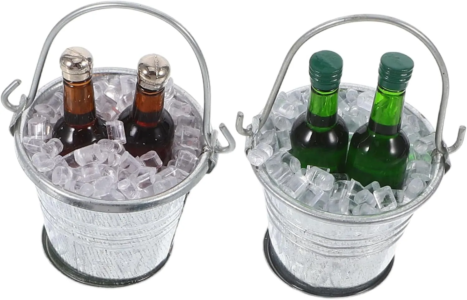 Beer lash document proper pigeon prestige Bucket of Ice Cube Beer Bottle Decor for Dollhouse Bar Layout Realistic Micro Landscape Accessories 2 Sets Miniature Doll House 