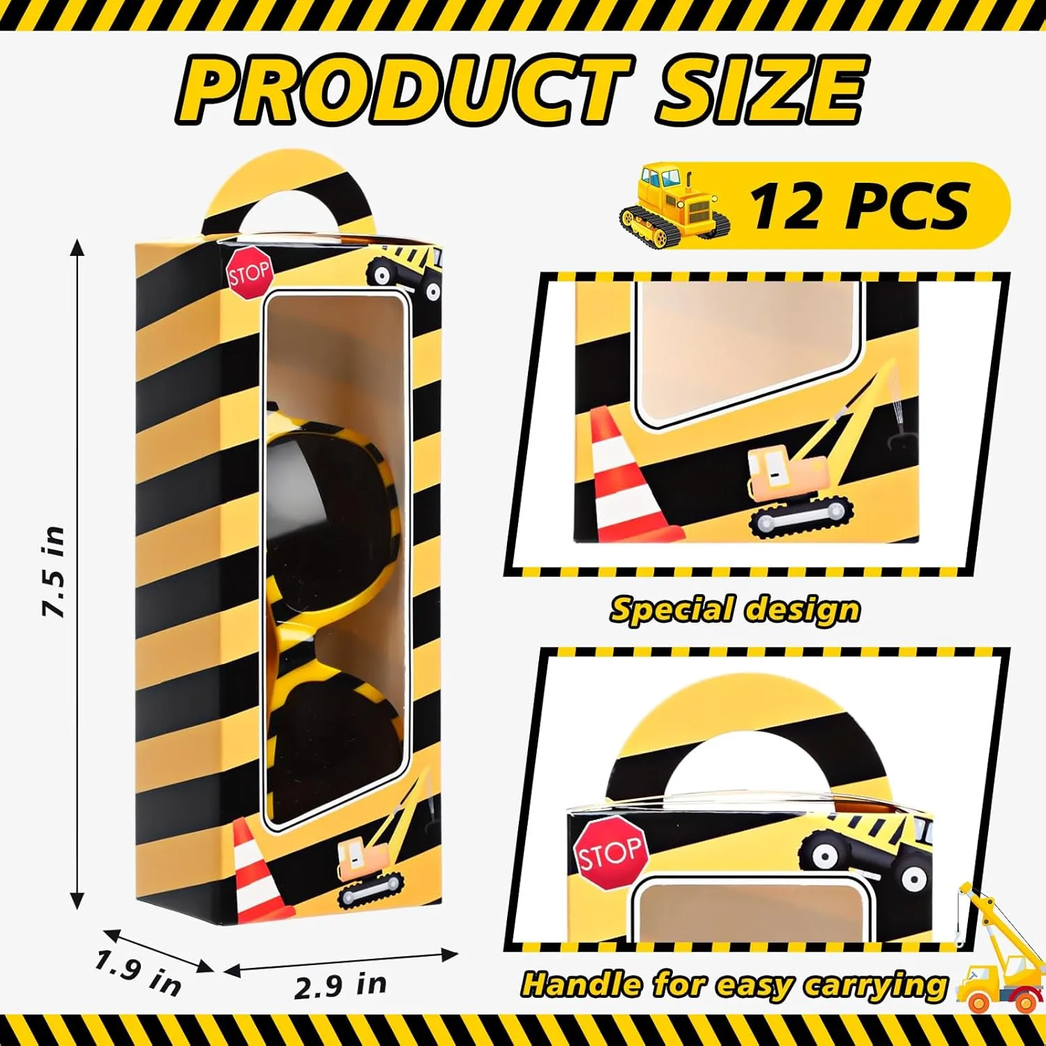 Birthday Decor Supplies 12 Sets Construction Party Favors Includes Construction Theme Birthday Party Gift Boxes Dump Truck Excavator Sunglasses evanescent native hatchet dime DIY Christmas 