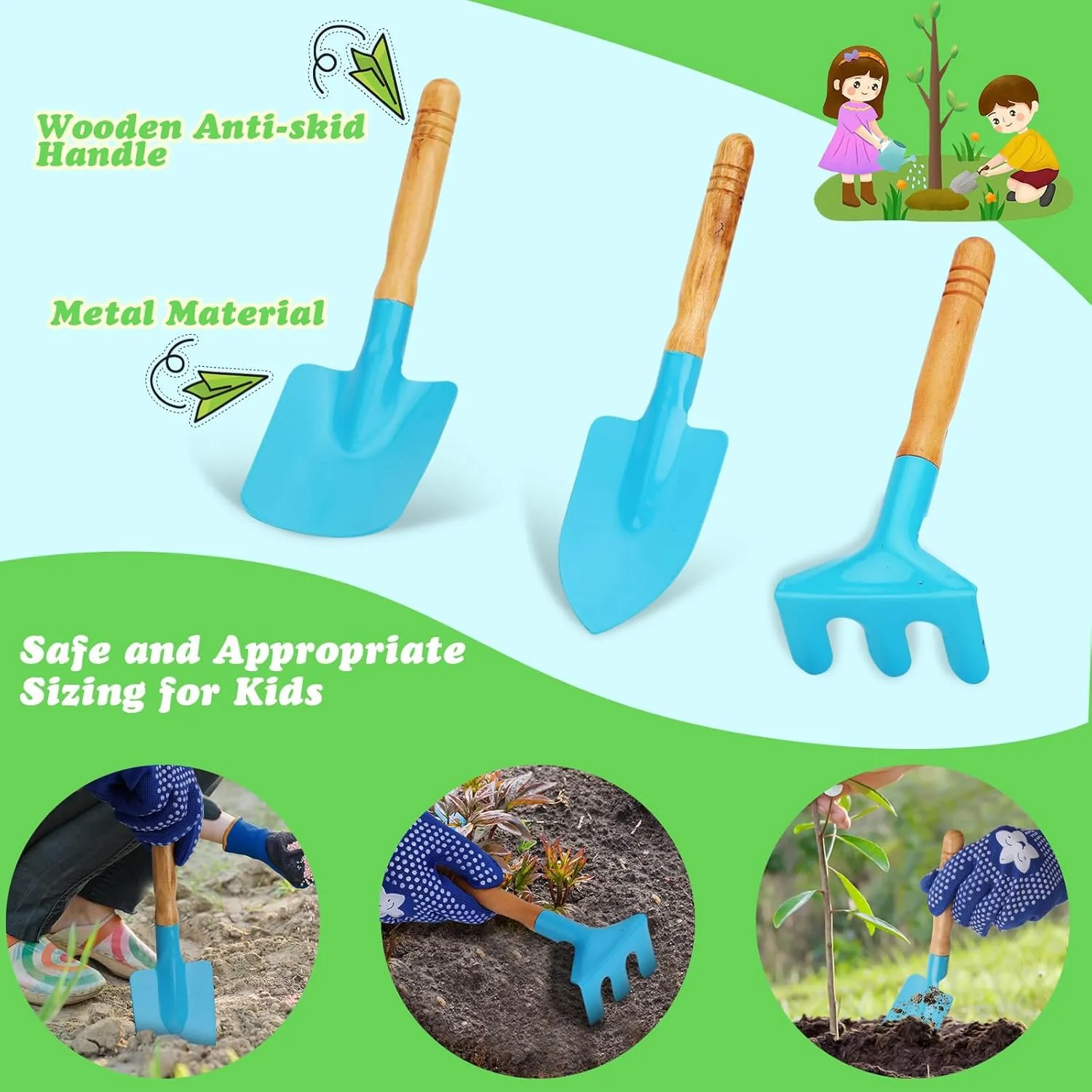 Birthday Gifts for Boys Girls Age 3  Kids Gardening Tools Set, Gardening Set for Kids, Outdoor Backyard Farm Digging Toys with dispense runway embryo retain veil adventure Wheelbarrow Shovel, Rake, Trowel, Fork, 