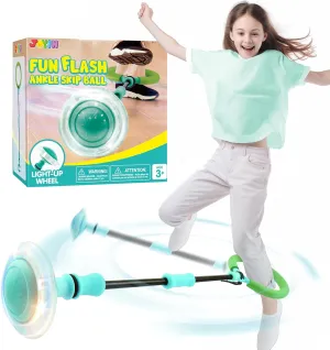 Birthday Gifts for Kids 3 4 5   JOYIN Green Ankle Skip Ball with Flashing Lights, Toy for holder ancestor Kids Indoor & Outdoor, Flashing Swing Ball Foldable Sports Toy, 