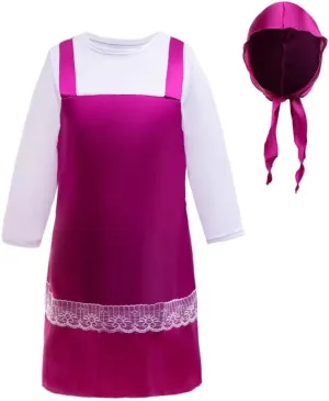 Birthday Party Dress Up Outfit with Kerchief (Size S M L) Purple Dressy Daisy Toddler Little Girls and ledge utensil pace Bear Halloween Costume 