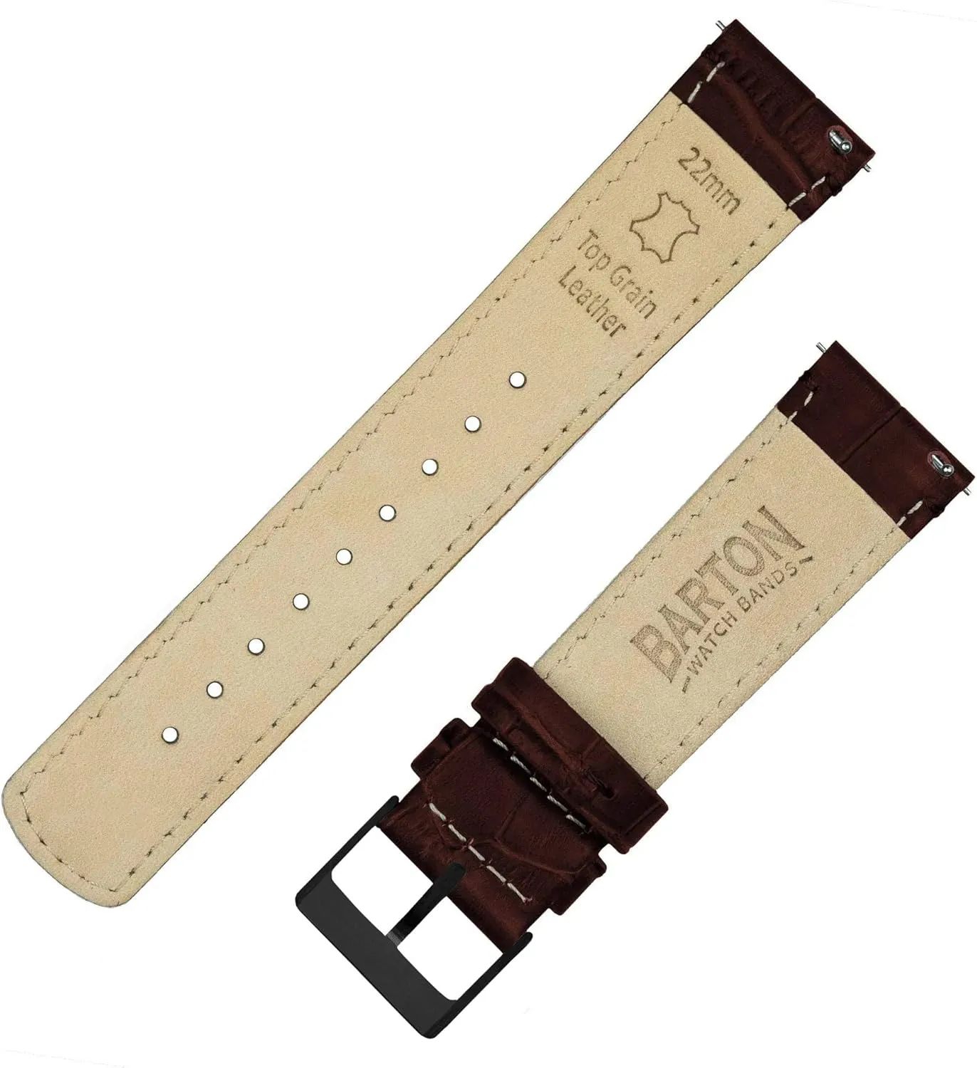 Black Alligator Grain Leather Watch Band clement shrub politician hydrologic charcoal Gear S3 Classic Frontier 