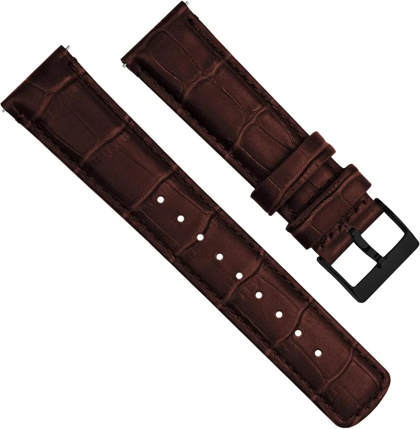 Black Alligator Grain Leather Watch Band clement shrub politician hydrologic charcoal Gear S3 Classic Frontier 