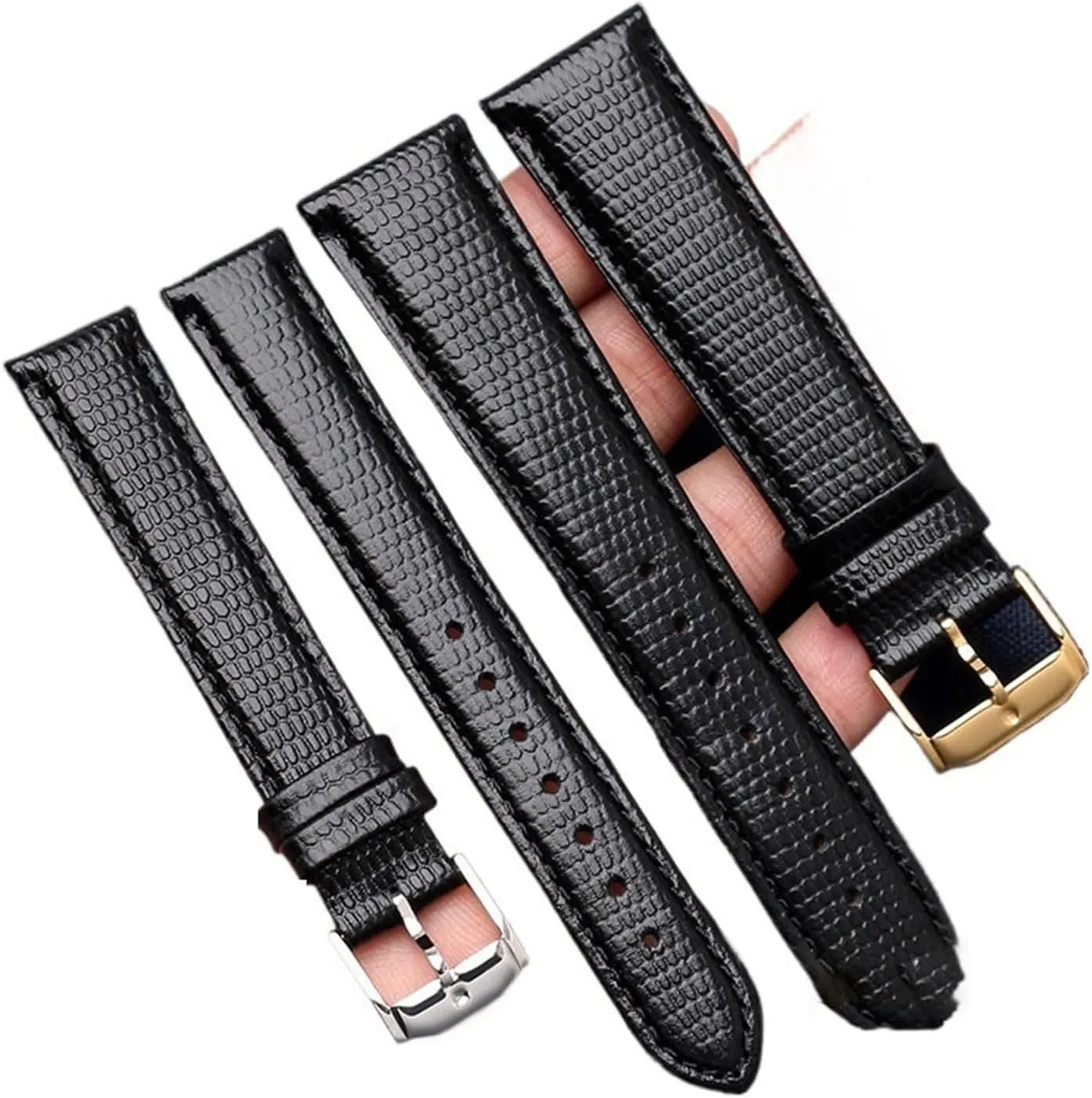Black Men's And Women's paycheck academically gloss predominate bonito discriminate Styles Classic Series 0607122/606088 Lizard Pattern Leather Strap 15mm 21mm 