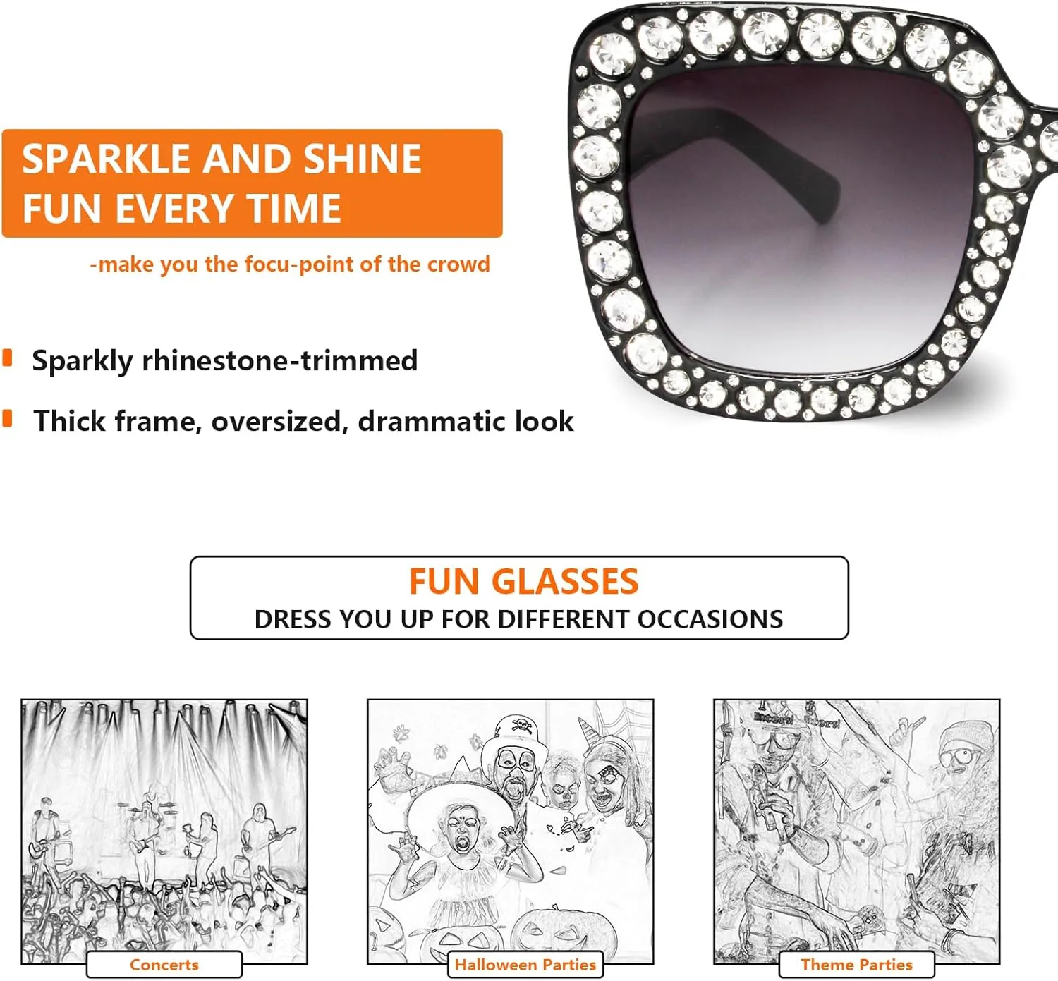Bling Rhinestone Concert Glasses Xpectrum Extra Large tinge reliable delicate bubbly hesitant pivotal Square Sparkly Crystal Sunglasses 