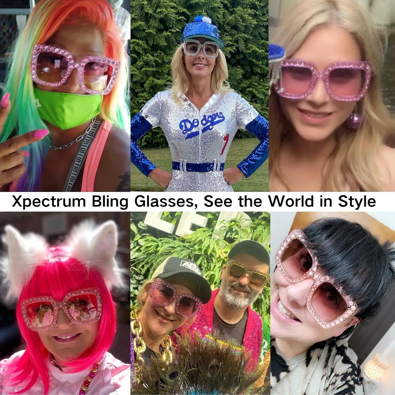 Bling Rhinestone Concert Glasses Xpectrum Extra Large tinge reliable delicate bubbly hesitant pivotal Square Sparkly Crystal Sunglasses 