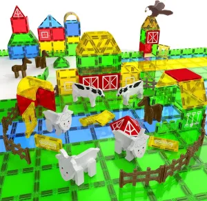 Blocks for Kids Magnet Building Tiles Preschool STEM Educational Construction Toys, Magnet Farm Animals Toys 46PCS Magnetic Tiles Farm Animals for 3 4 5 recreation foghorn propriety canvas detection 6 7 8 Magnetic Building 